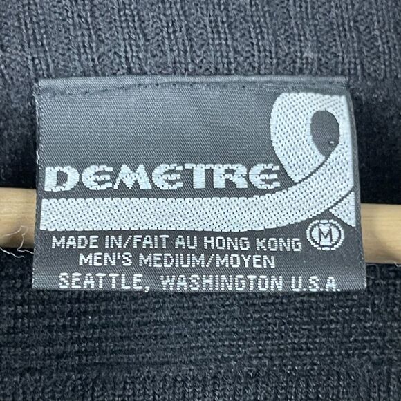 VTG Demetre Pullover Sweater Mens Medium Black Knit 1/4 Zip Wool Blend Hong Kong - Picture 8 of 14